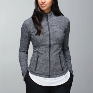 Lululemon Forme Jacket Cuffins Coco Pique Black Gray Full Zip Luon Textured sz 4